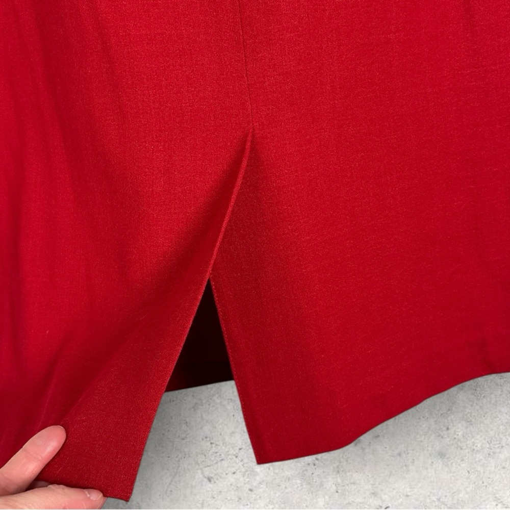 SOLD Vintage 100% Wool Red Pencil Skirt Womens Size 16 Braemar Diana Canada - Picture 5 of 14
